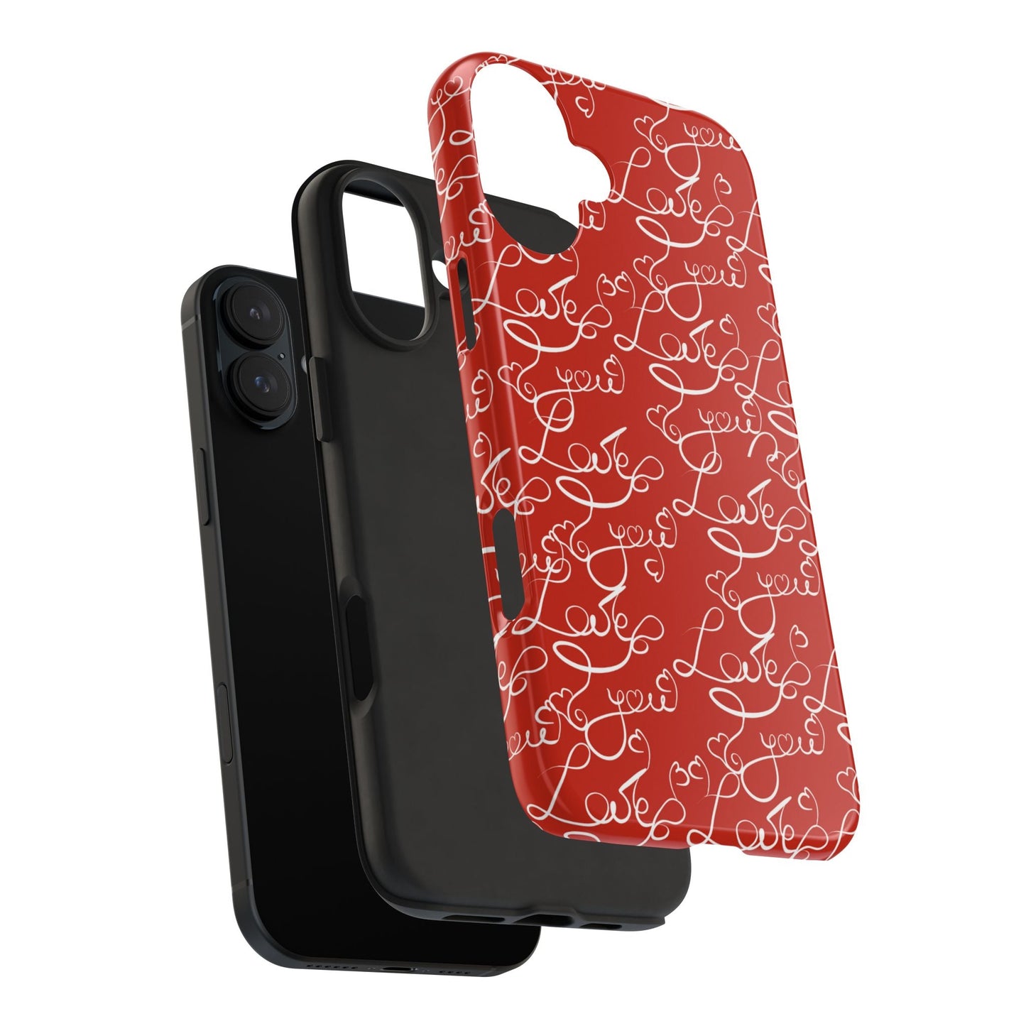 Love Script Red iPhone Case – Romantic Handwritten Design - BOGO Cases