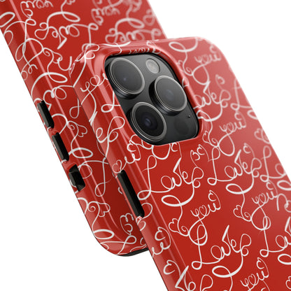 Love Script Red iPhone Case – Romantic Handwritten Design - BOGO Cases
