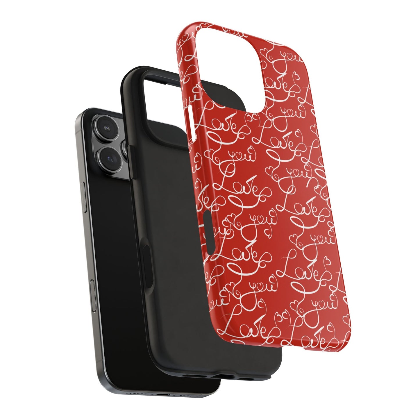 Love Script Red iPhone Case – Romantic Handwritten Design - BOGO Cases
