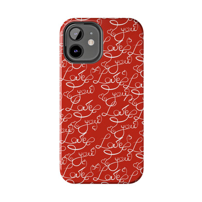 Love Script Red iPhone Case – Romantic Handwritten Design - BOGO Cases