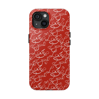 Love Script Red iPhone Case – Romantic Handwritten Design - BOGO Cases