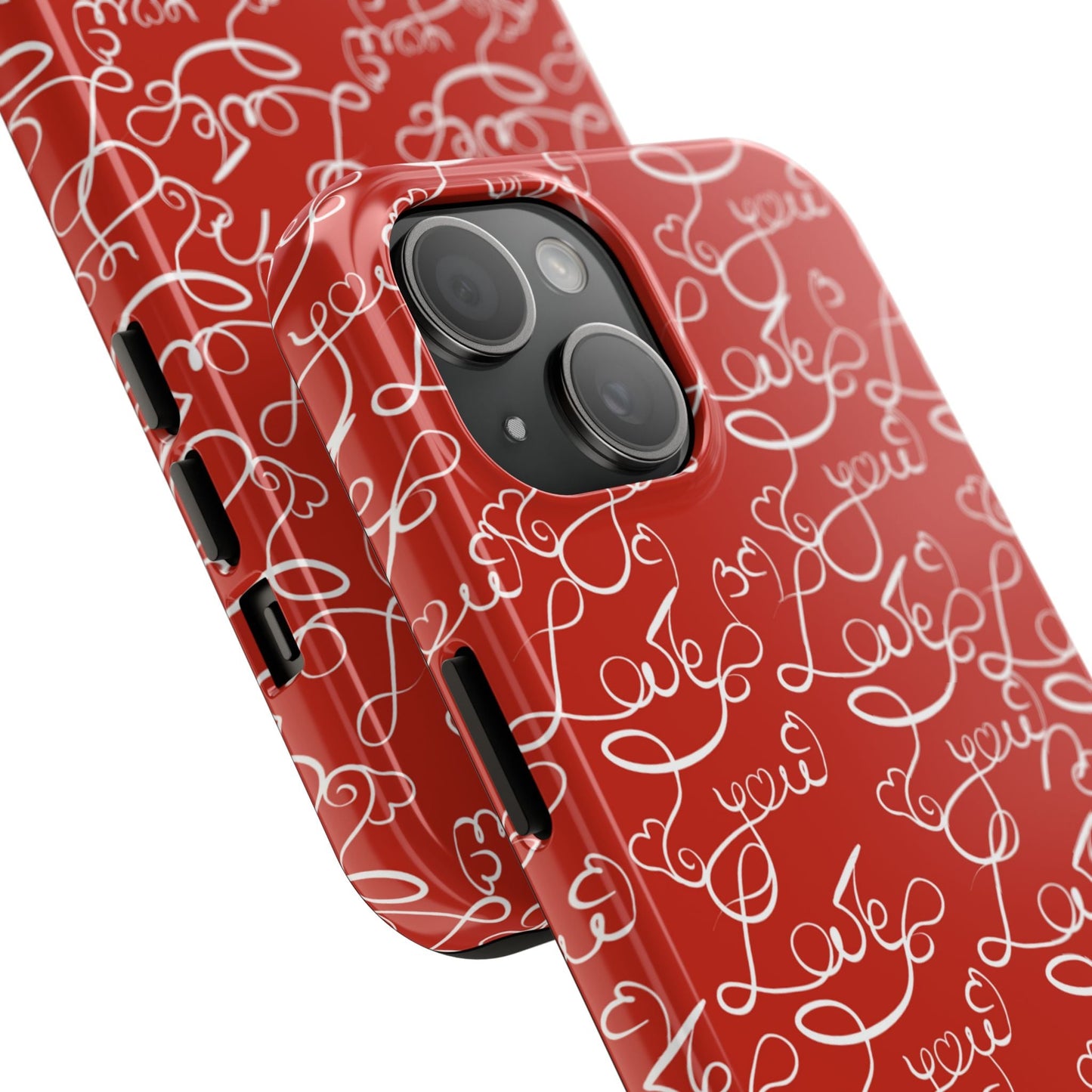 Love Script Red iPhone Case – Romantic Handwritten Design - BOGO Cases