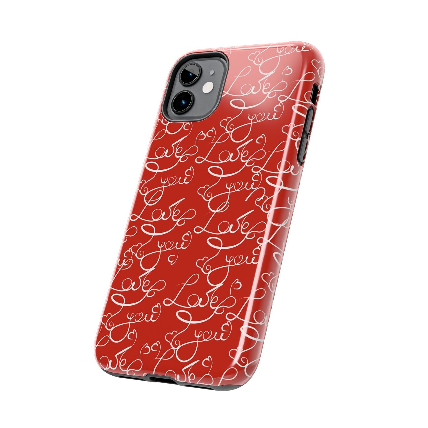 Love Script Red iPhone Case – Romantic Handwritten Design - BOGO Cases