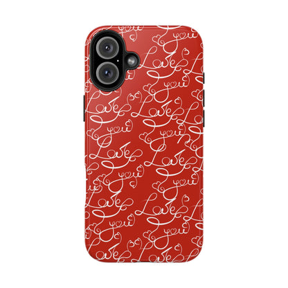 Love Script Red iPhone Case – Romantic Handwritten Design - BOGO Cases