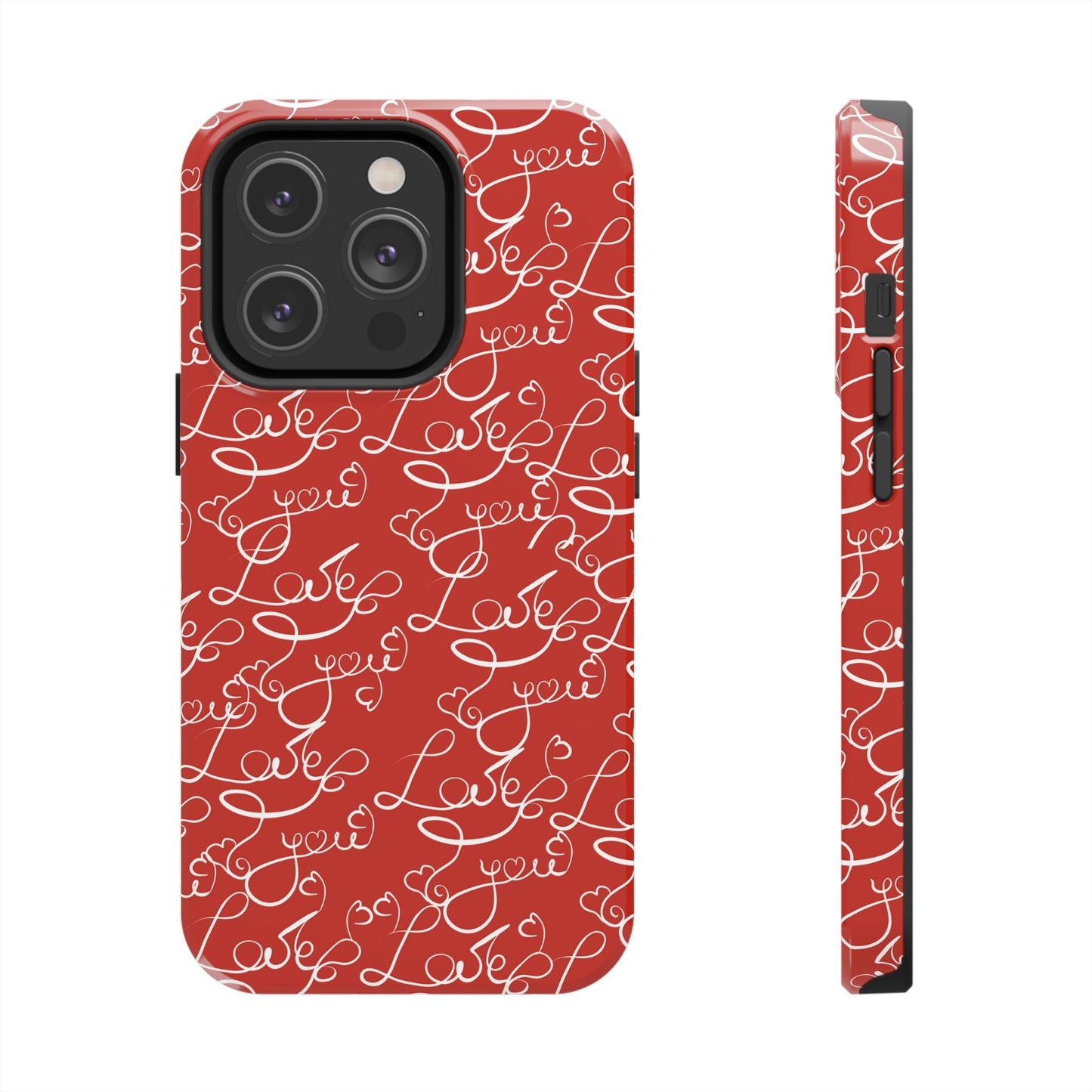 Love Script Red iPhone Case – Romantic Handwritten Design - BOGO Cases