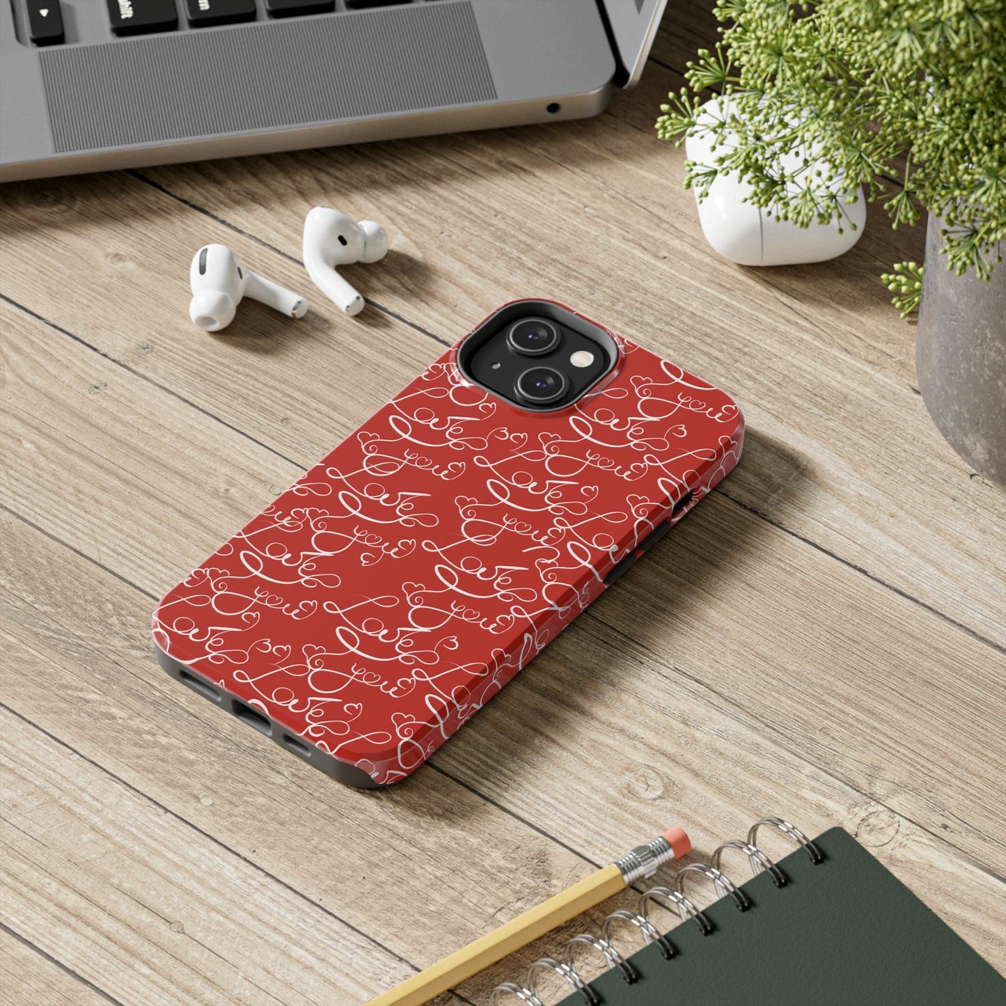 Love Script Red iPhone Case – Romantic Handwritten Design - BOGO Cases