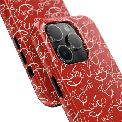 Love Script Red iPhone Case – Romantic Handwritten Design - BOGO Cases