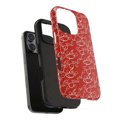 Love Script Red iPhone Case – Romantic Handwritten Design - BOGO Cases