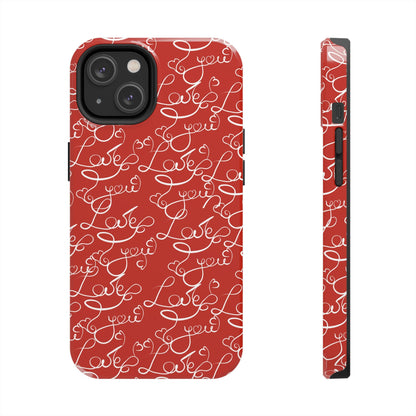 Love Script Red iPhone Case – Romantic Handwritten Design - BOGO Cases