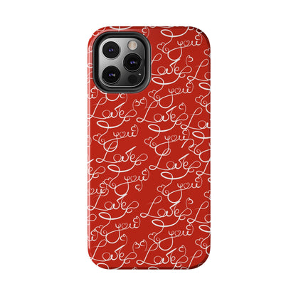 Love Script Red iPhone Case – Romantic Handwritten Design - BOGO Cases