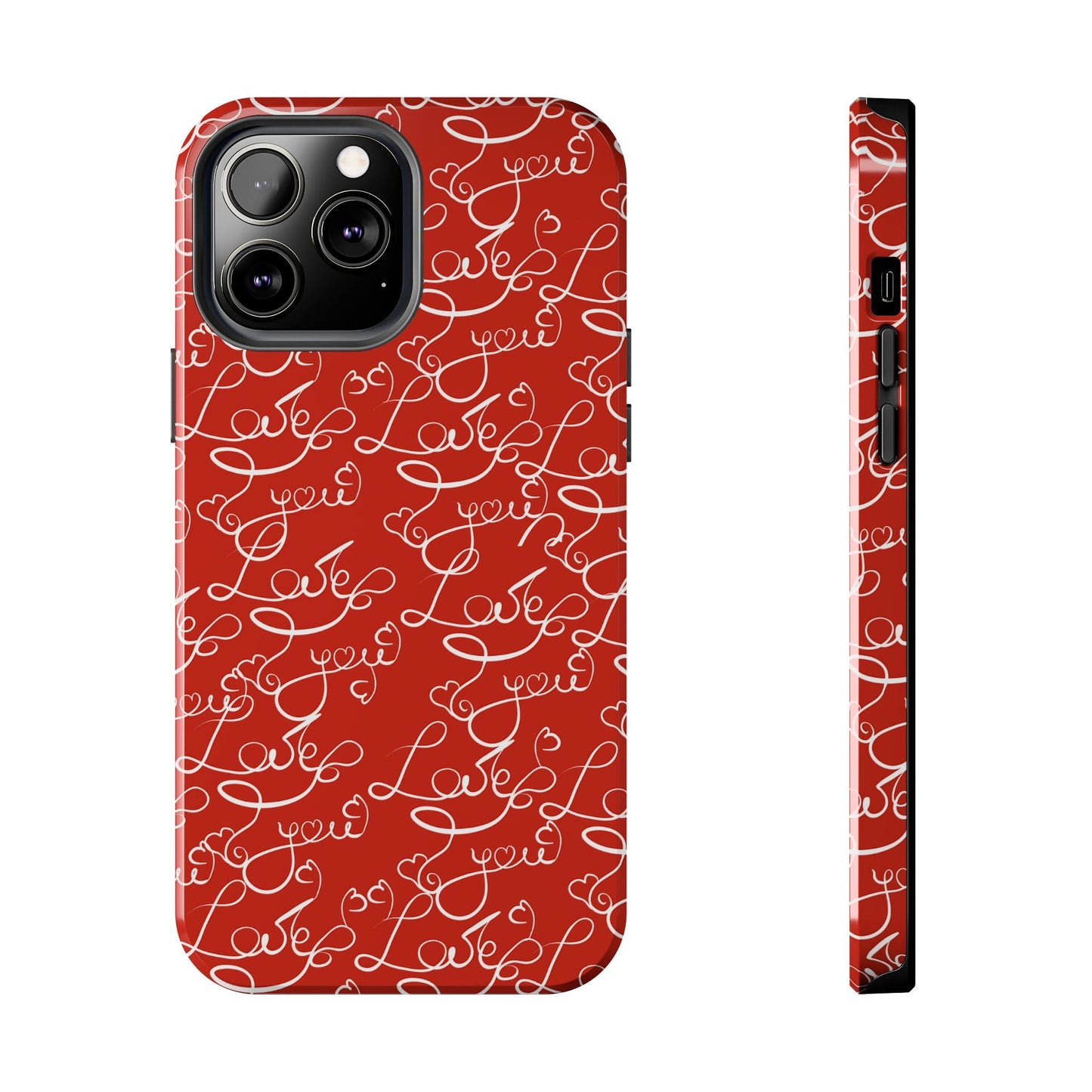 Love Script Red iPhone Case – Romantic Handwritten Design - BOGO Cases