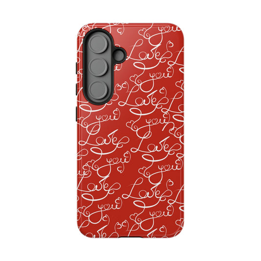 Love Script Red Samsung Galaxy Case – Elegant Handwritten Design - BOGO Cases