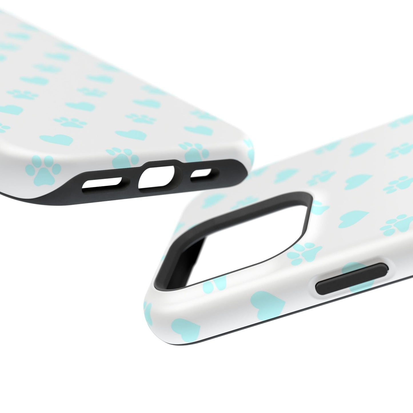 MagSafe Case - Aqua Paw Print & Heart Design - BOGO Cases