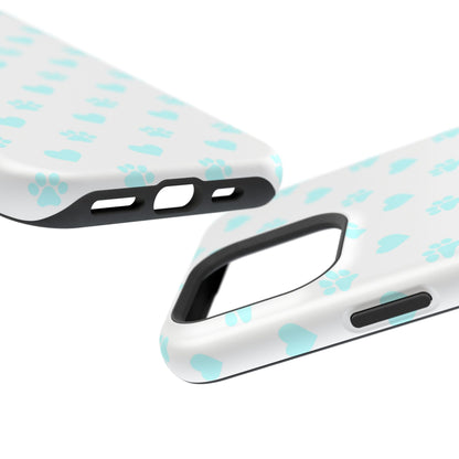 MagSafe Case - Aqua Paw Print & Heart Design - BOGO Cases