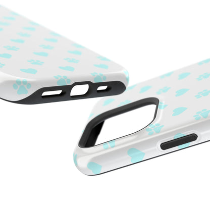 MagSafe Case - Aqua Paw Print & Heart Design - BOGO Cases