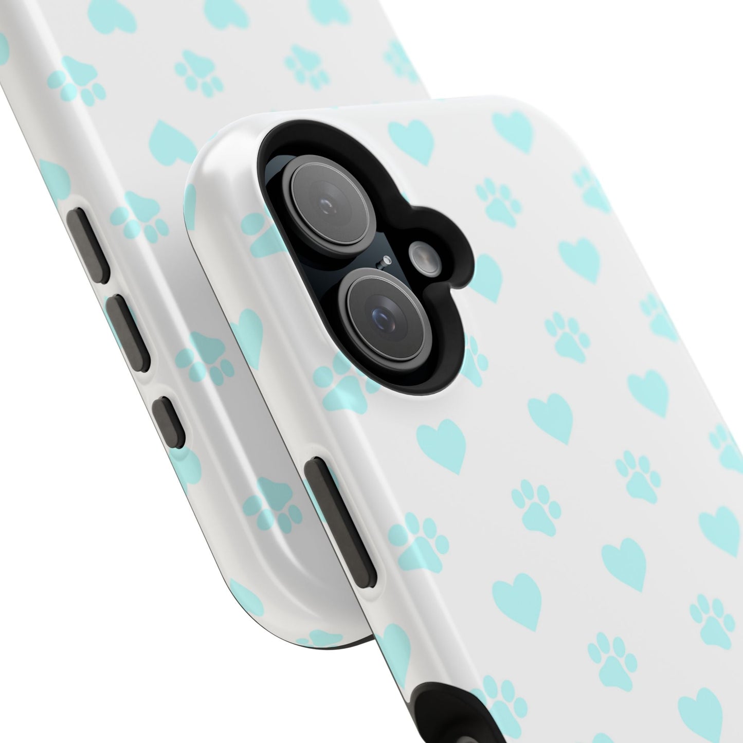 MagSafe Case - Aqua Paw Print & Heart Design - BOGO Cases