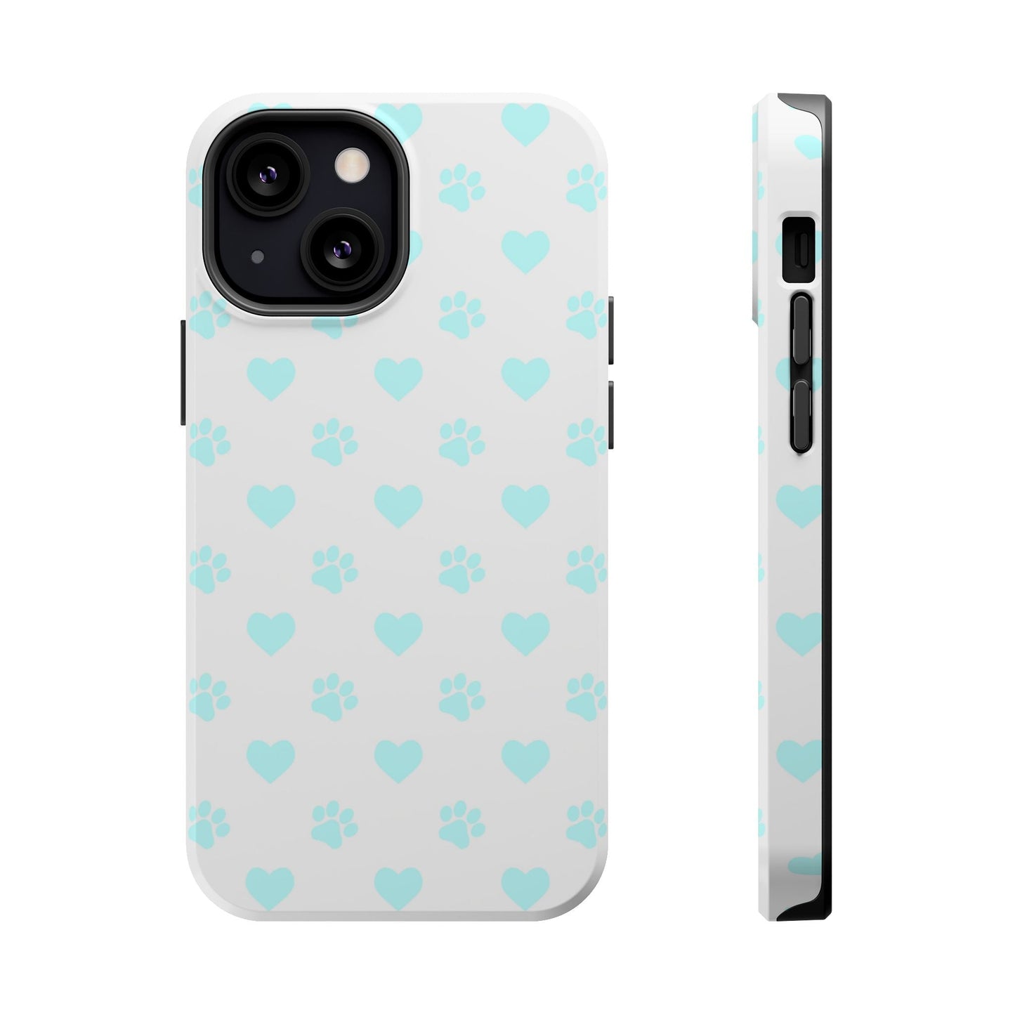 MagSafe Case - Aqua Paw Print & Heart Design - BOGO Cases