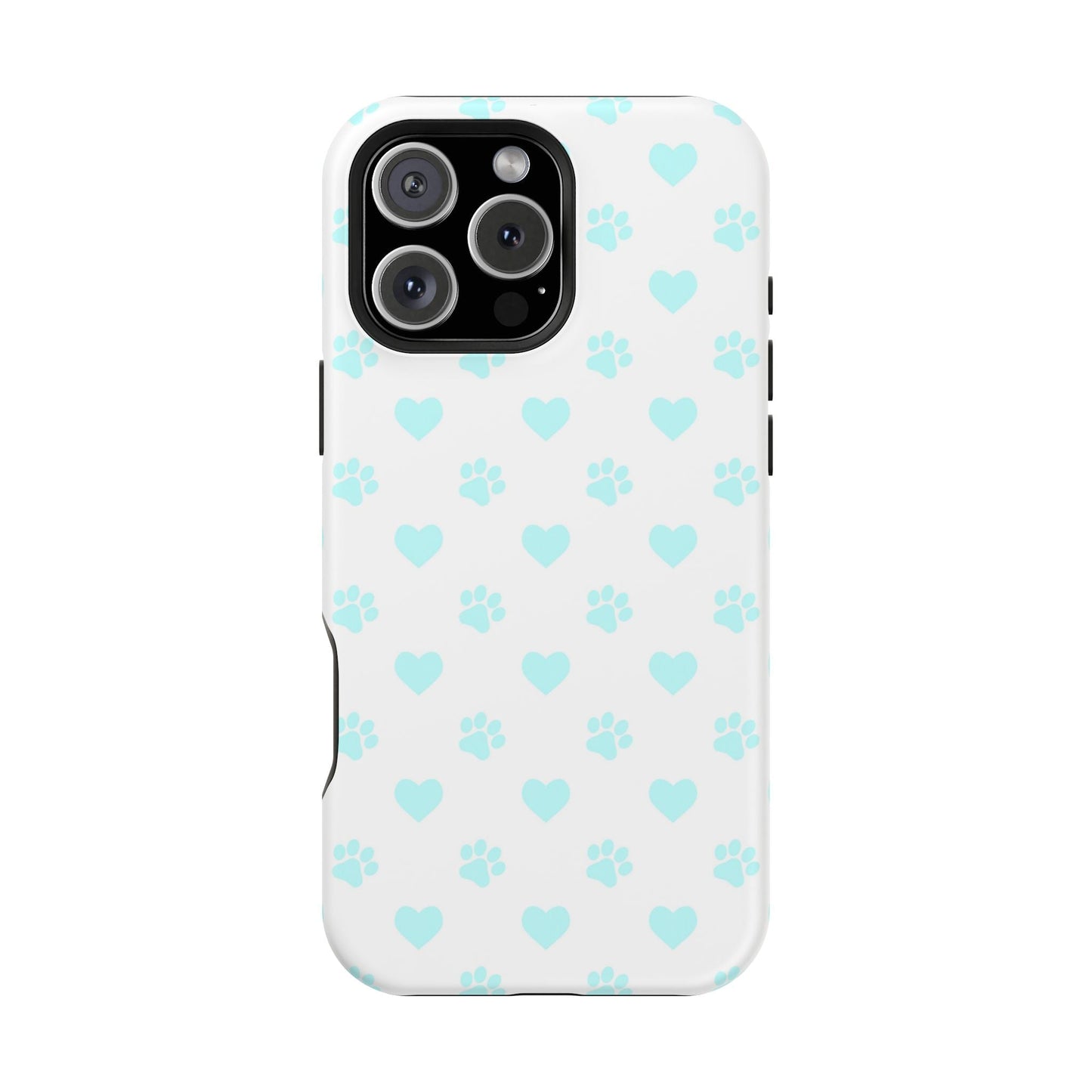 MagSafe Case - Aqua Paw Print & Heart Design - BOGO Cases