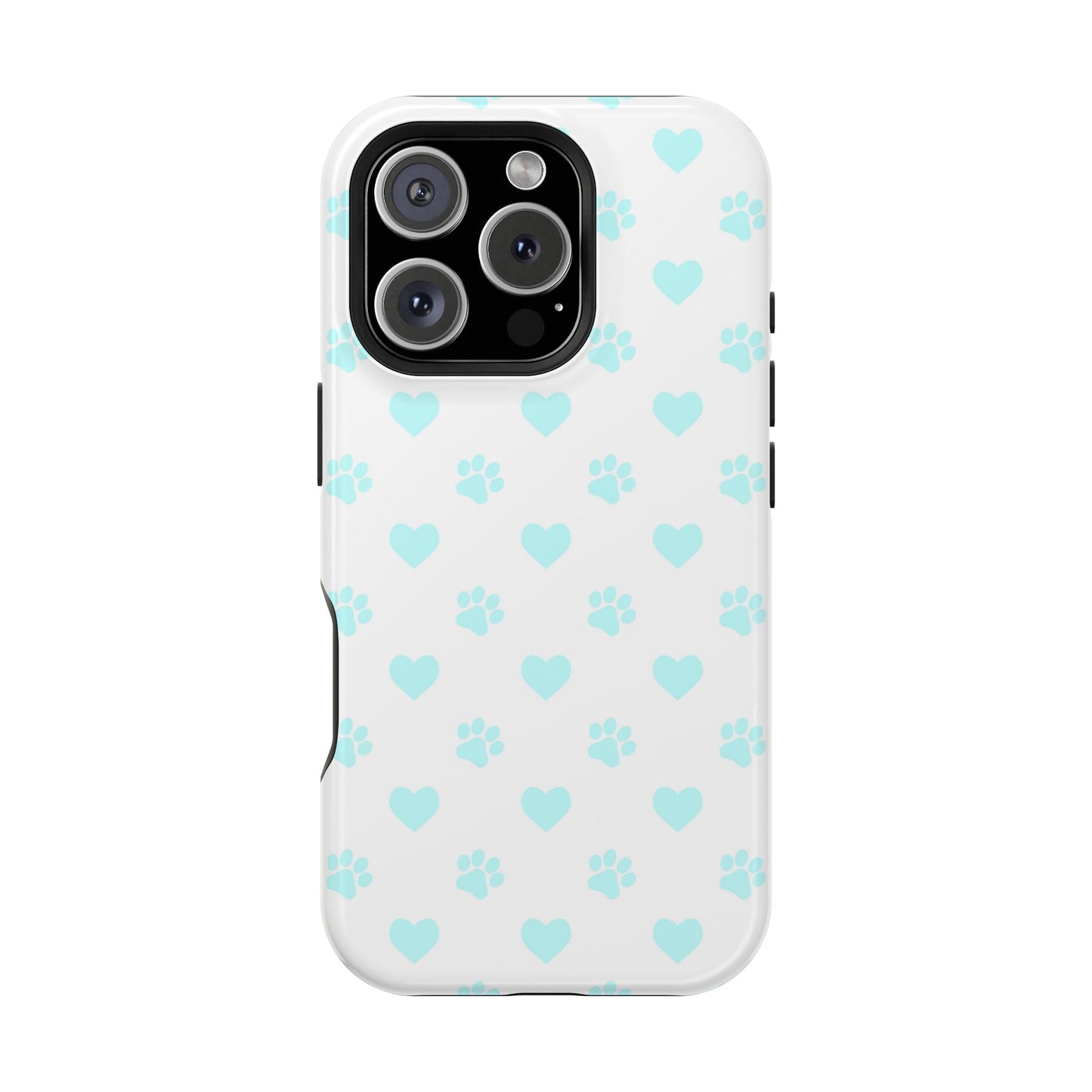 MagSafe Case - Aqua Paw Print & Heart Design - BOGO Cases