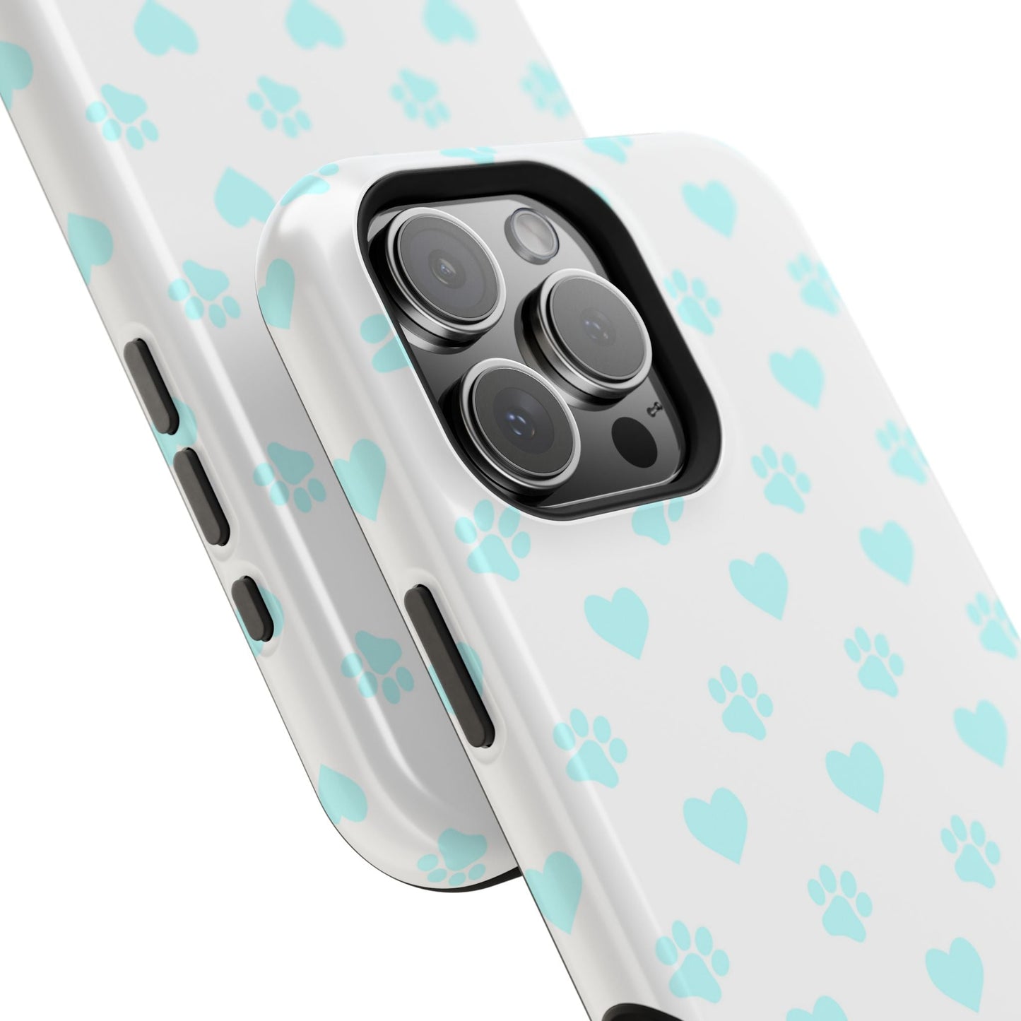 MagSafe Case - Aqua Paw Print & Heart Design - BOGO Cases