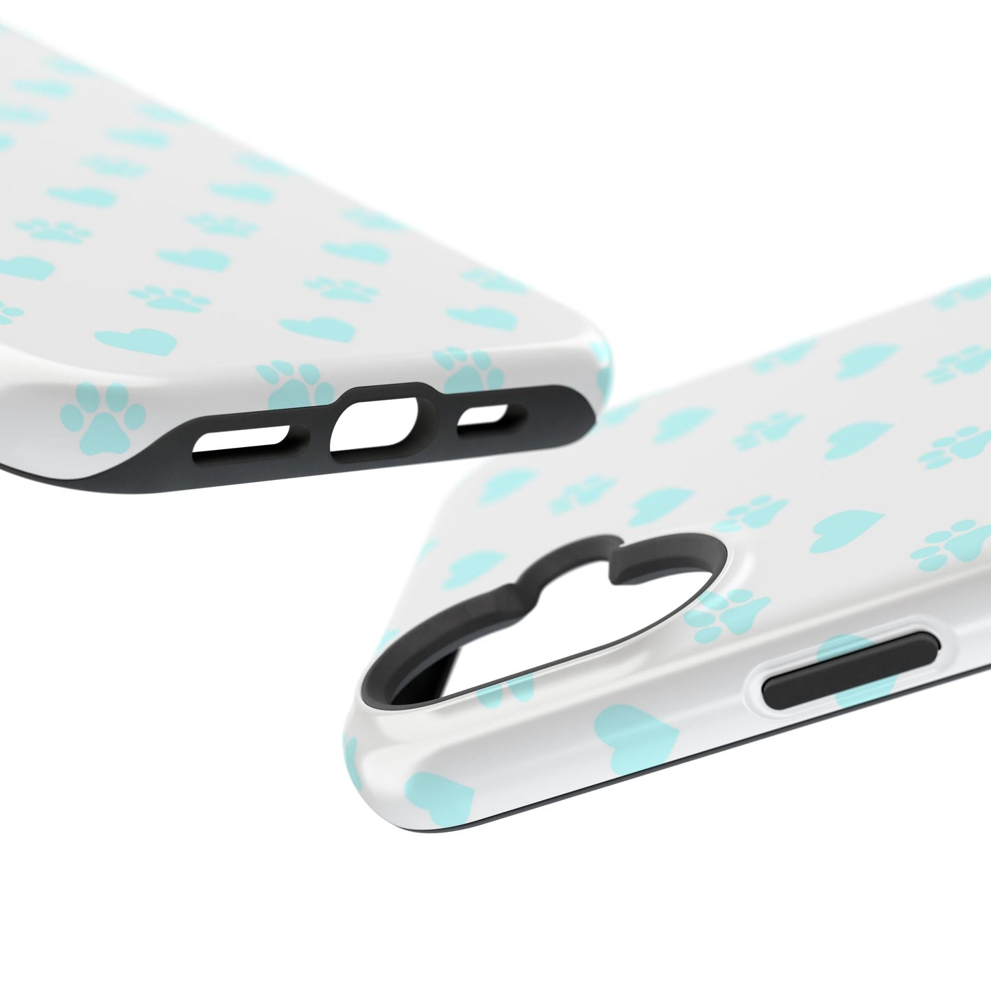 MagSafe Case - Aqua Paw Print & Heart Design - BOGO Cases