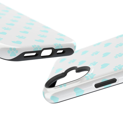 MagSafe Case - Aqua Paw Print & Heart Design - BOGO Cases