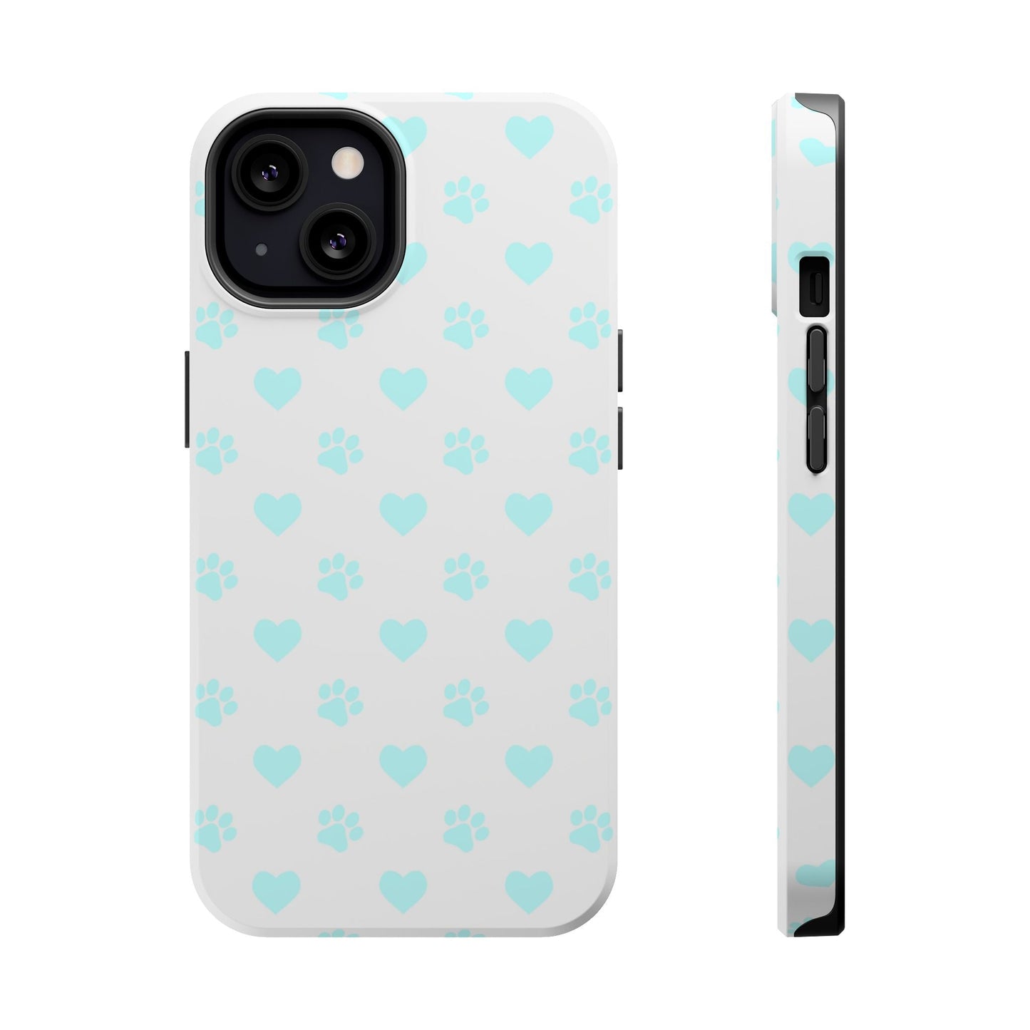 MagSafe Case - Aqua Paw Print & Heart Design - BOGO Cases