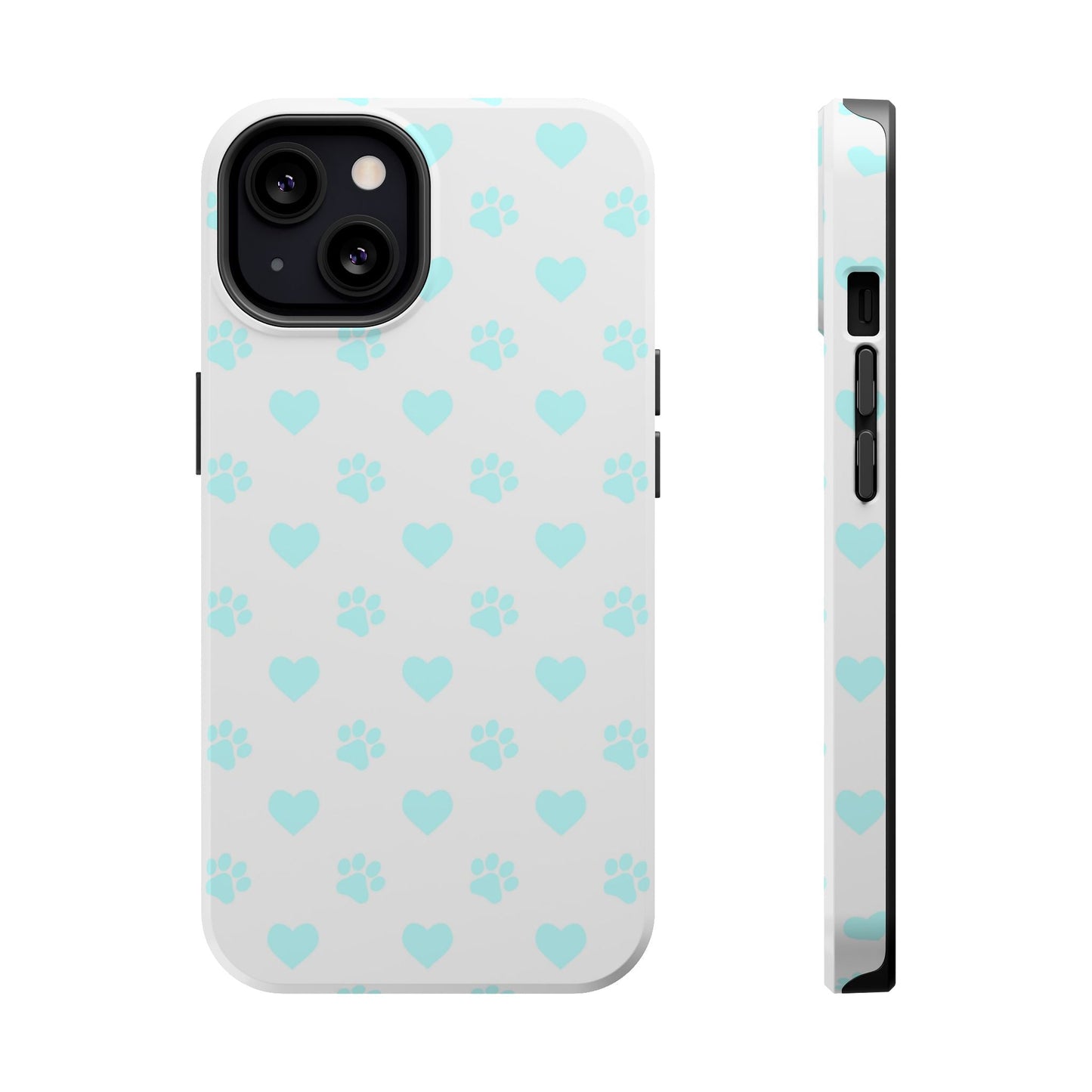 MagSafe Case - Aqua Paw Print & Heart Design - BOGO Cases