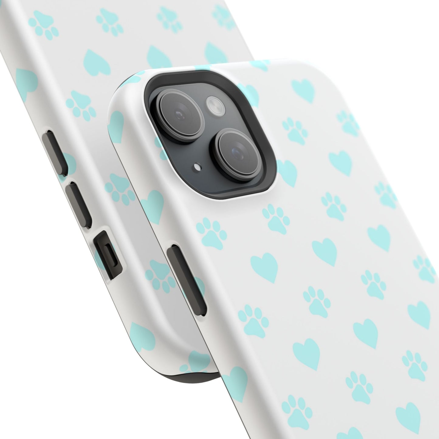MagSafe Case - Aqua Paw Print & Heart Design - BOGO Cases