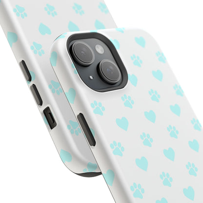 MagSafe Case - Aqua Paw Print & Heart Design - BOGO Cases