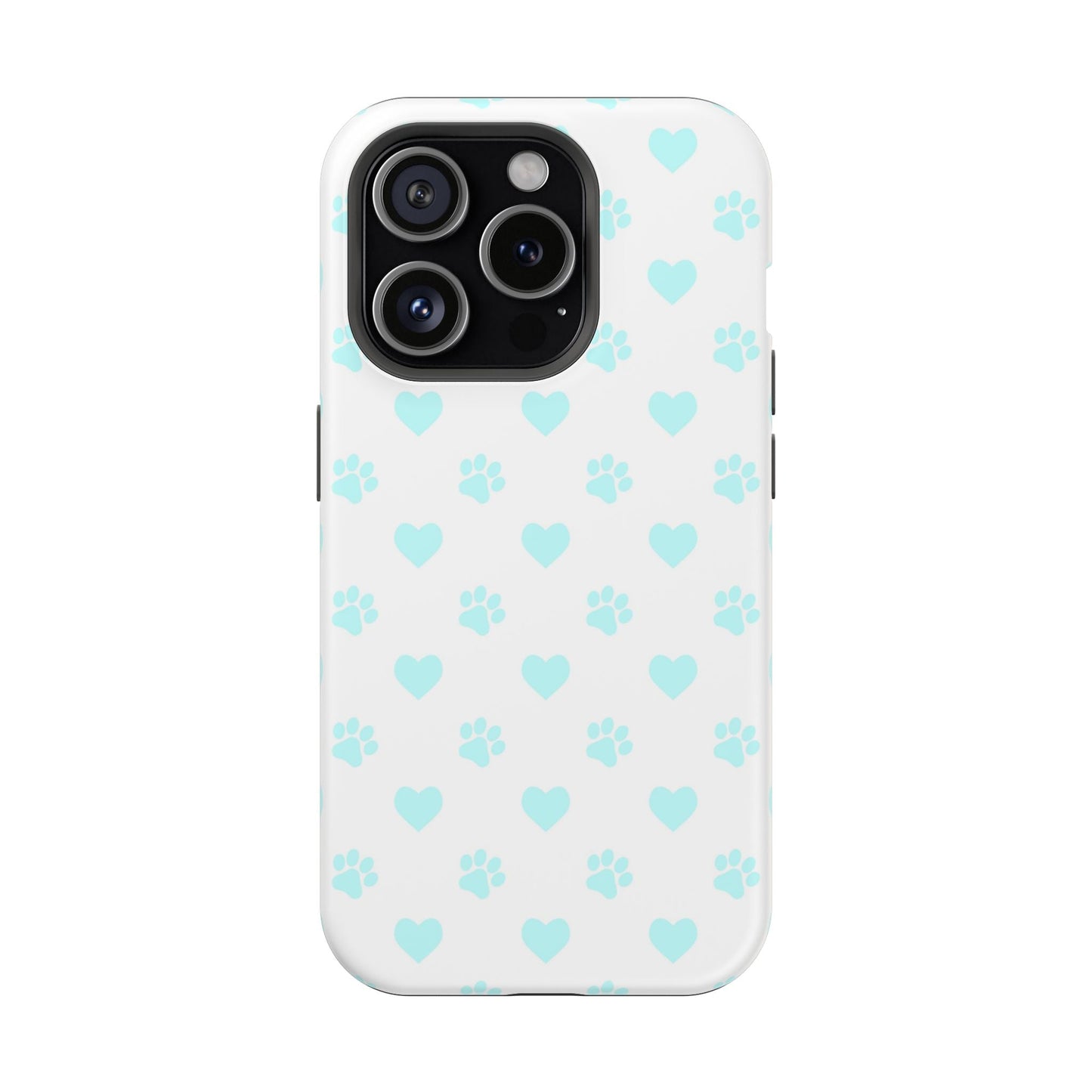 MagSafe Case - Aqua Paw Print & Heart Design - BOGO Cases