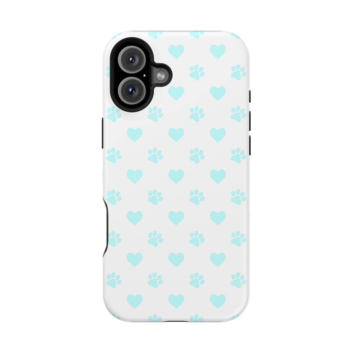 MagSafe Case - Aqua Paw Print & Heart Design - BOGO Cases