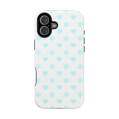 MagSafe Case - Aqua Paw Print & Heart Design - BOGO Cases