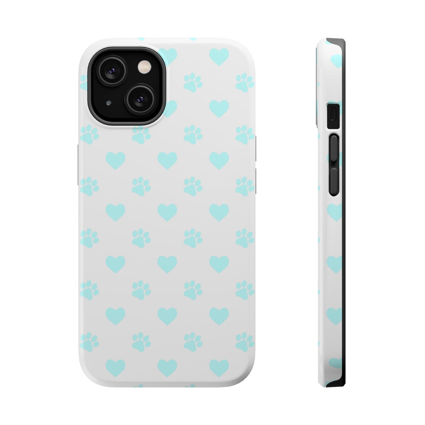 MagSafe Case - Aqua Paw Print & Heart Design - BOGO Cases