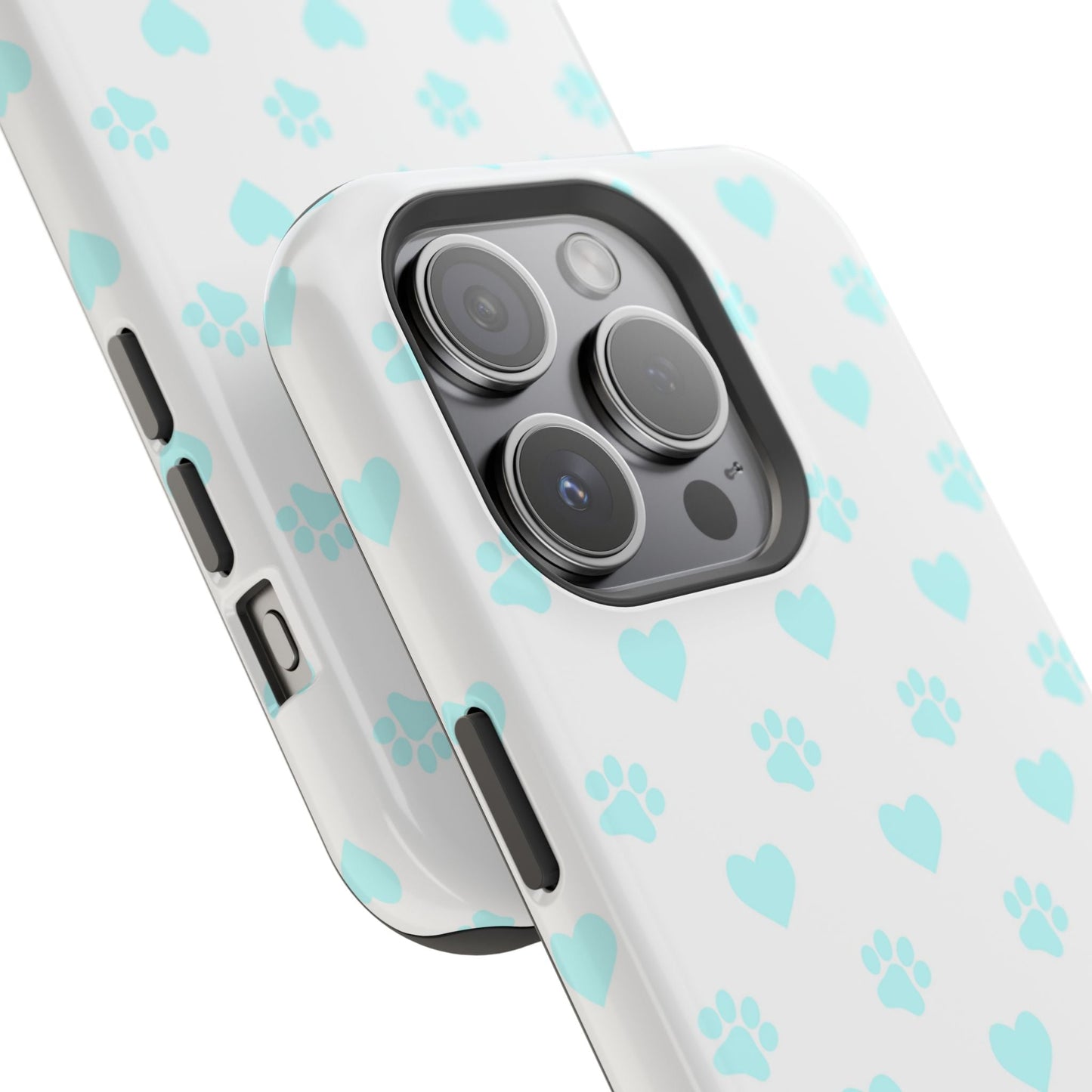 MagSafe Case - Aqua Paw Print & Heart Design - BOGO Cases