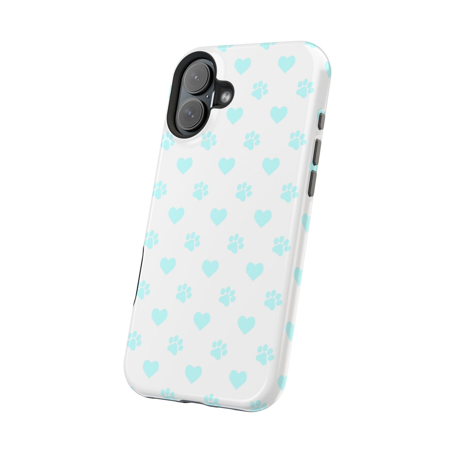 MagSafe Case - Aqua Paw Print & Heart Design - BOGO Cases