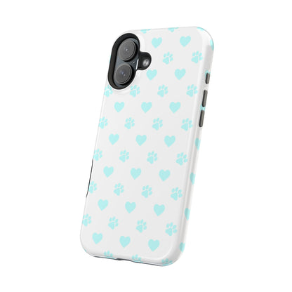 MagSafe Case - Aqua Paw Print & Heart Design - BOGO Cases