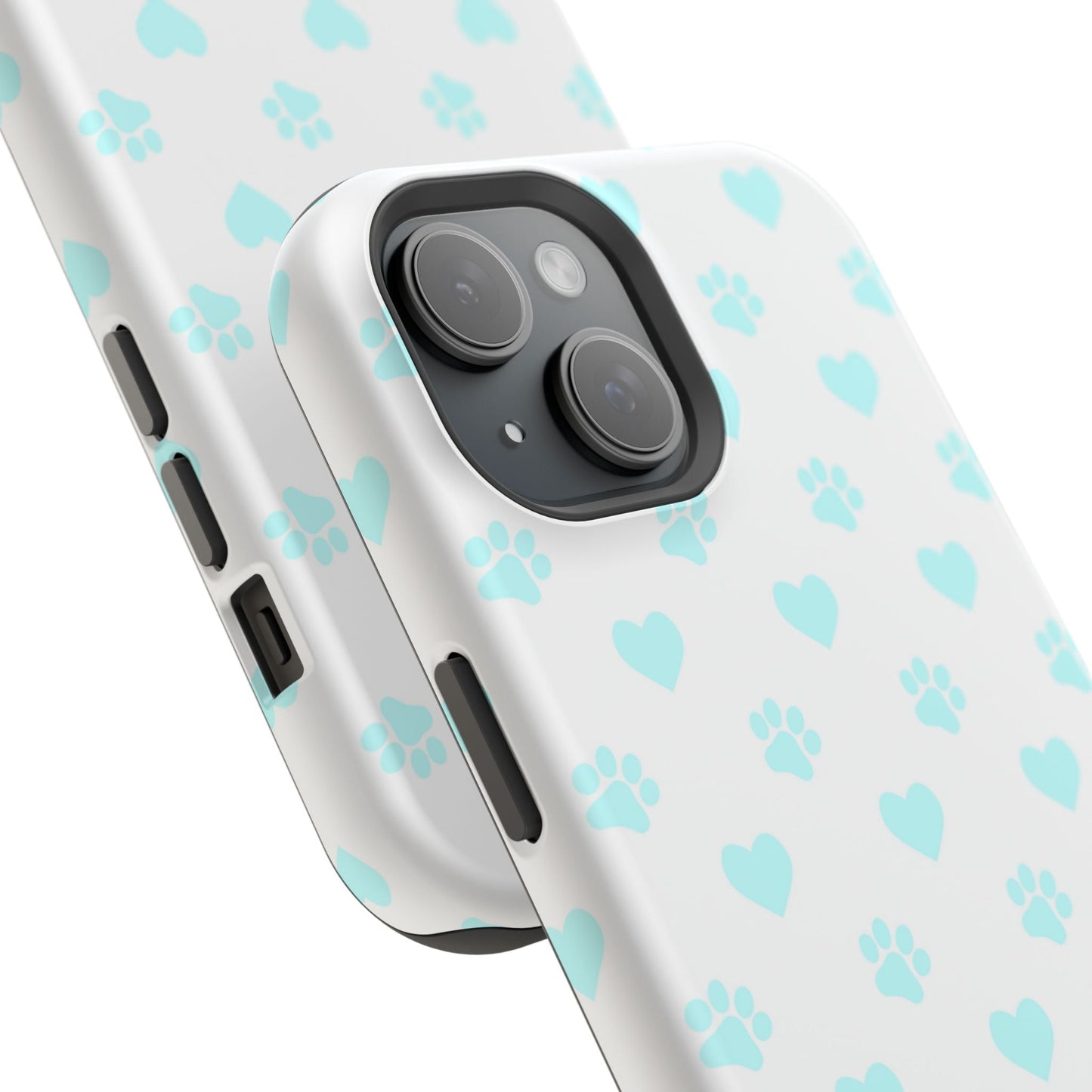 MagSafe Case - Aqua Paw Print & Heart Design - BOGO Cases
