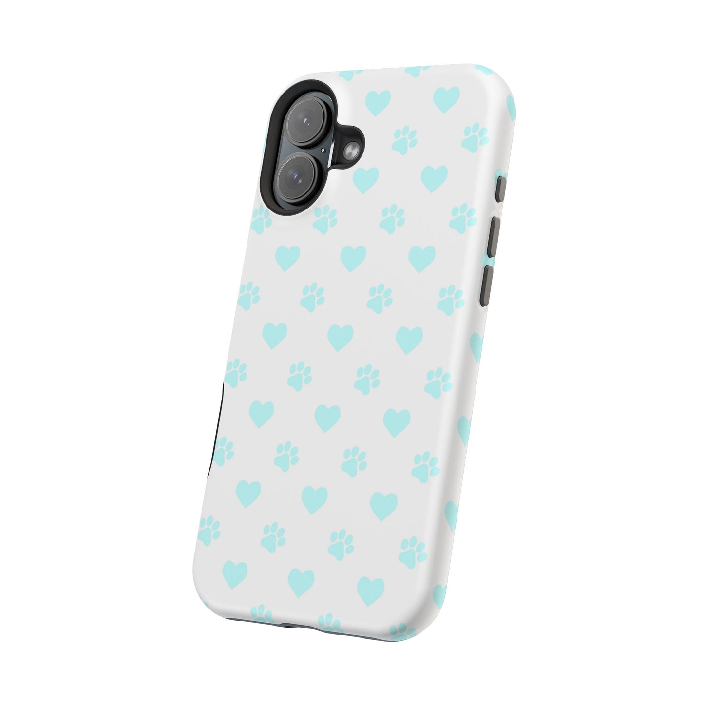 MagSafe Case - Aqua Paw Print & Heart Design - BOGO Cases
