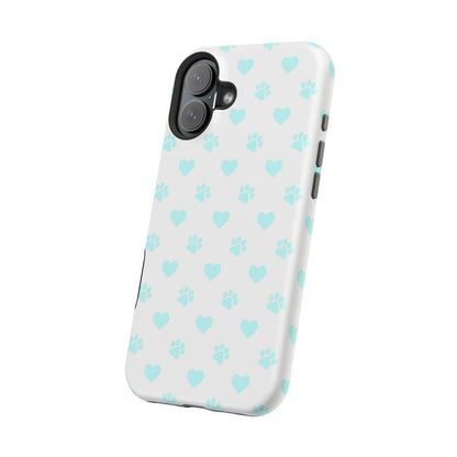 MagSafe Case - Aqua Paw Print & Heart Design - BOGO Cases