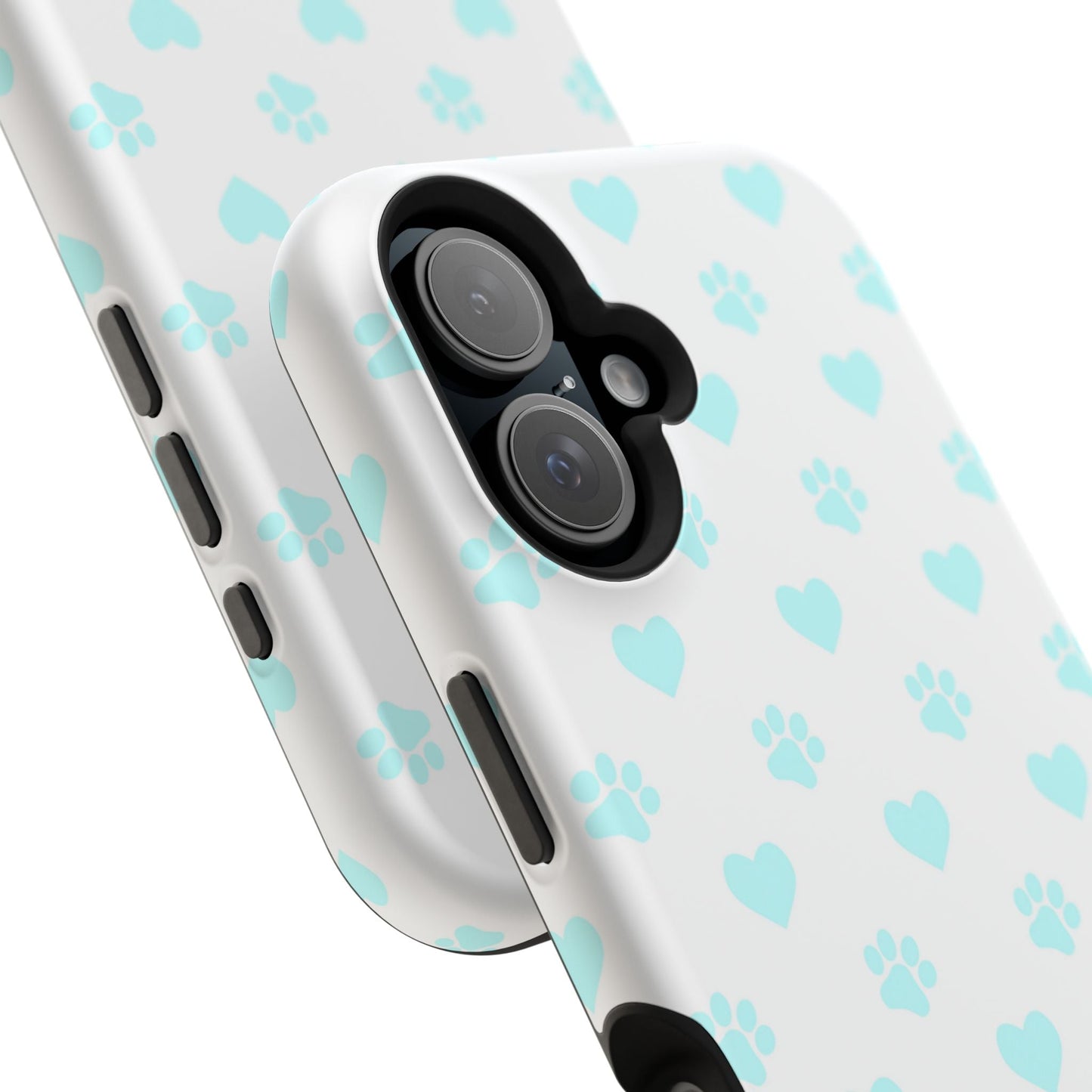 MagSafe Case - Aqua Paw Print & Heart Design - BOGO Cases