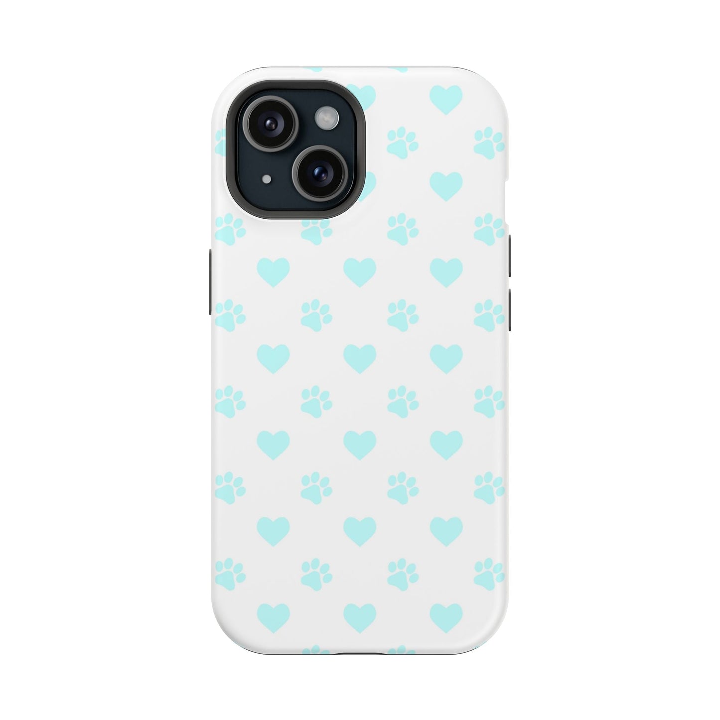 MagSafe Case - Aqua Paw Print & Heart Design - BOGO Cases