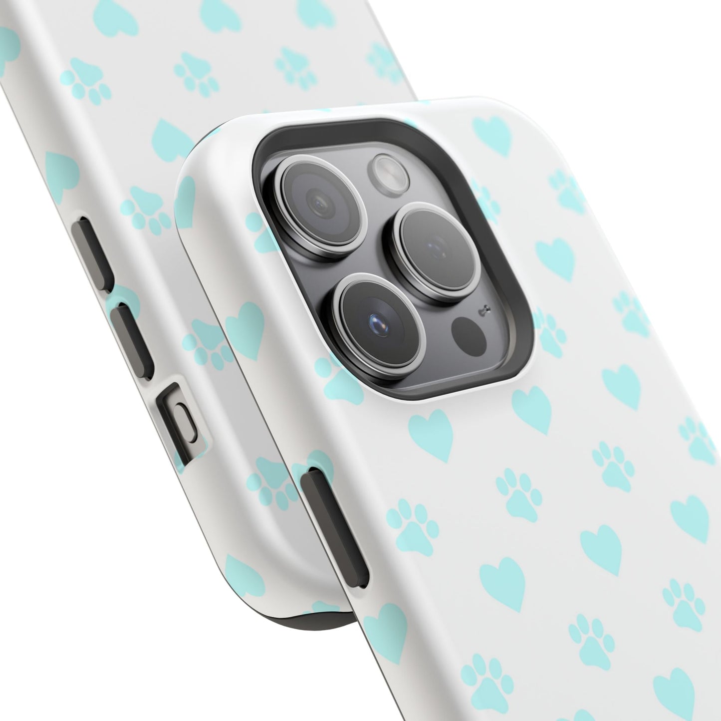 MagSafe Case - Aqua Paw Print & Heart Design - BOGO Cases