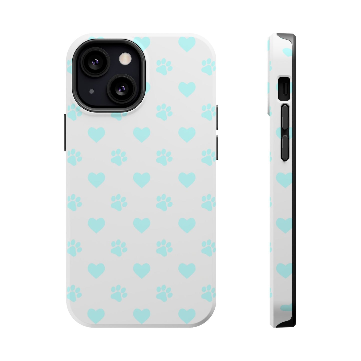 MagSafe Case - Aqua Paw Print & Heart Design - BOGO Cases