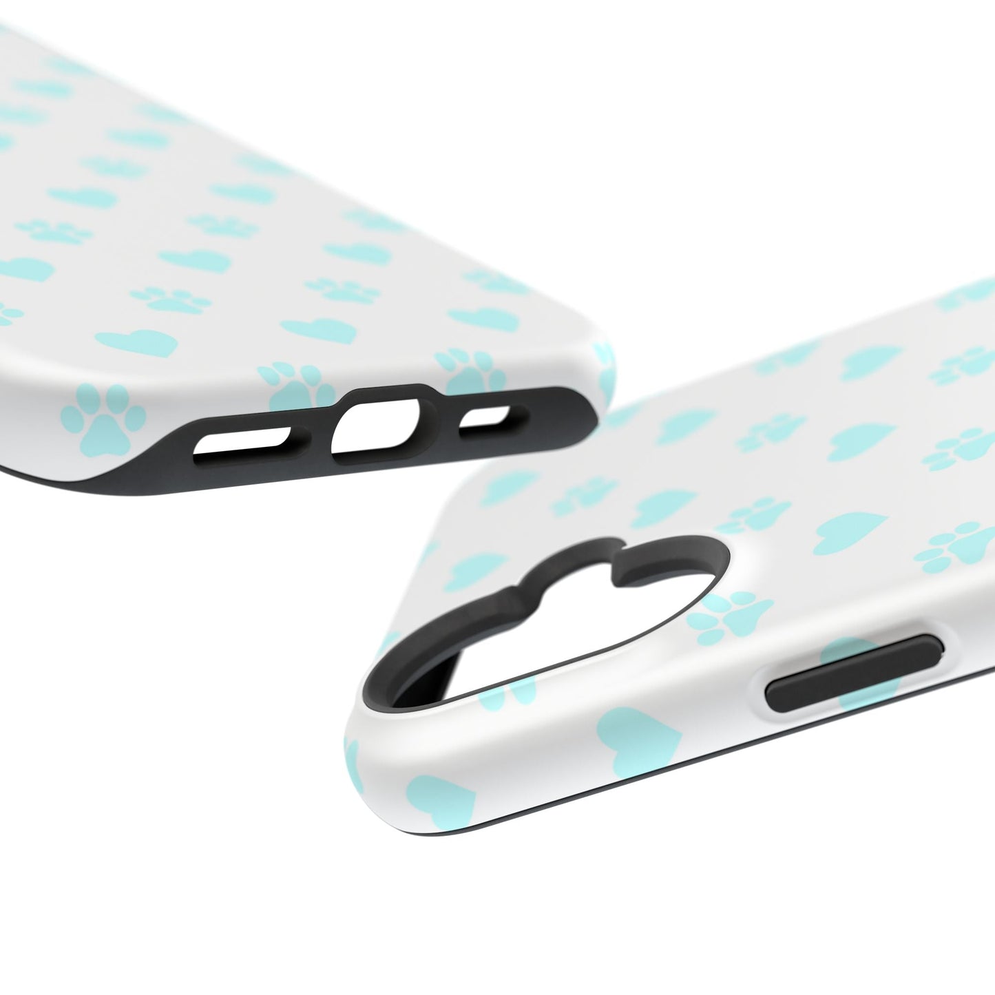 MagSafe Case - Aqua Paw Print & Heart Design - BOGO Cases