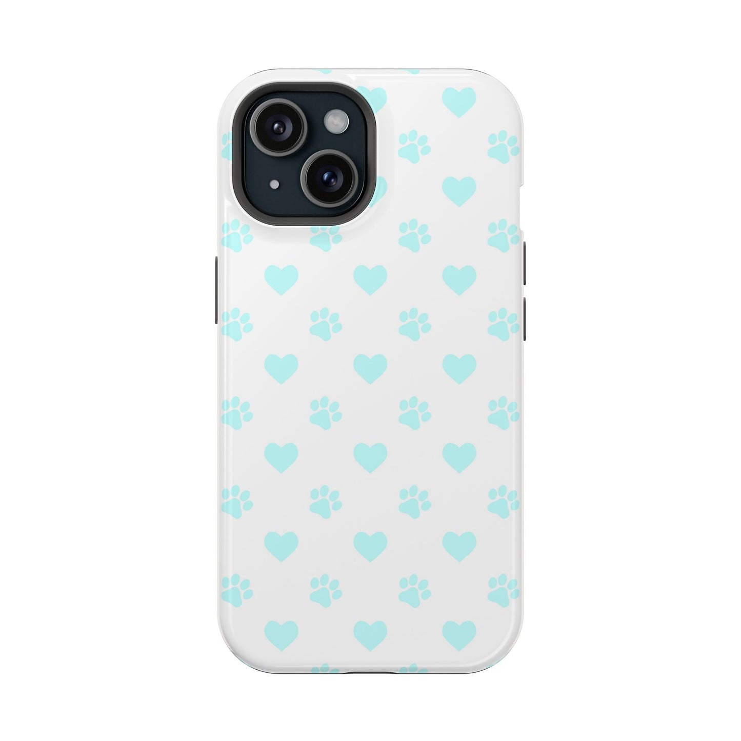 MagSafe Case - Aqua Paw Print & Heart Design - BOGO Cases