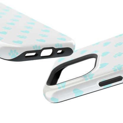 MagSafe Case - Aqua Paw Print & Heart Design - BOGO Cases
