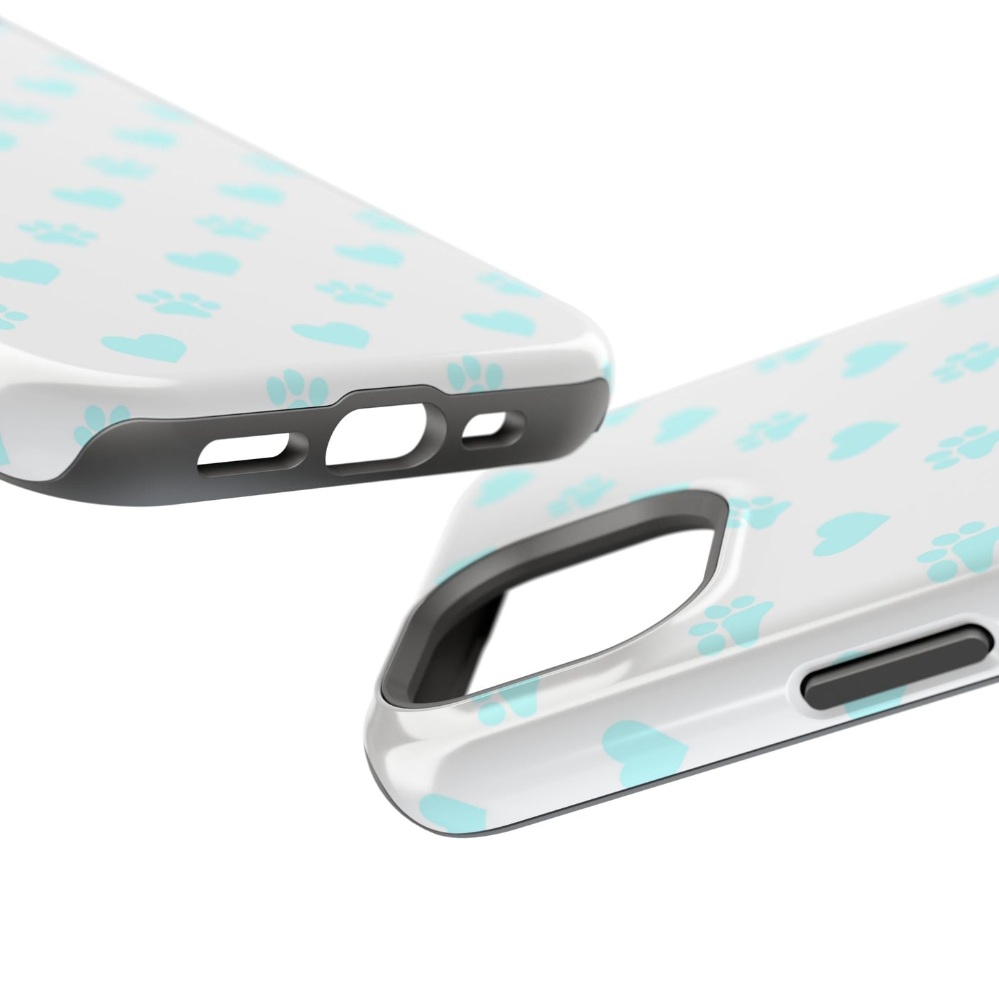MagSafe Case - Aqua Paw Print & Heart Design - BOGO Cases