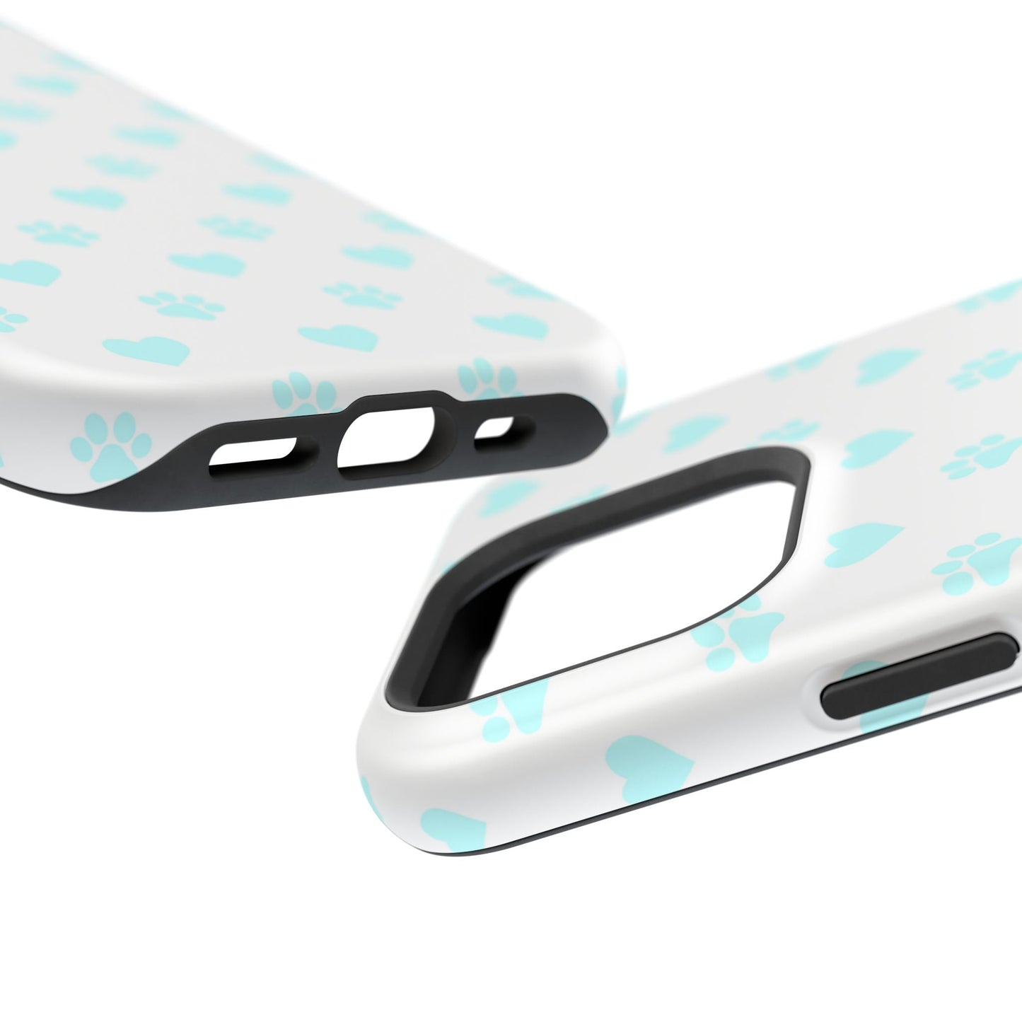 MagSafe Case - Aqua Paw Print & Heart Design - BOGO Cases