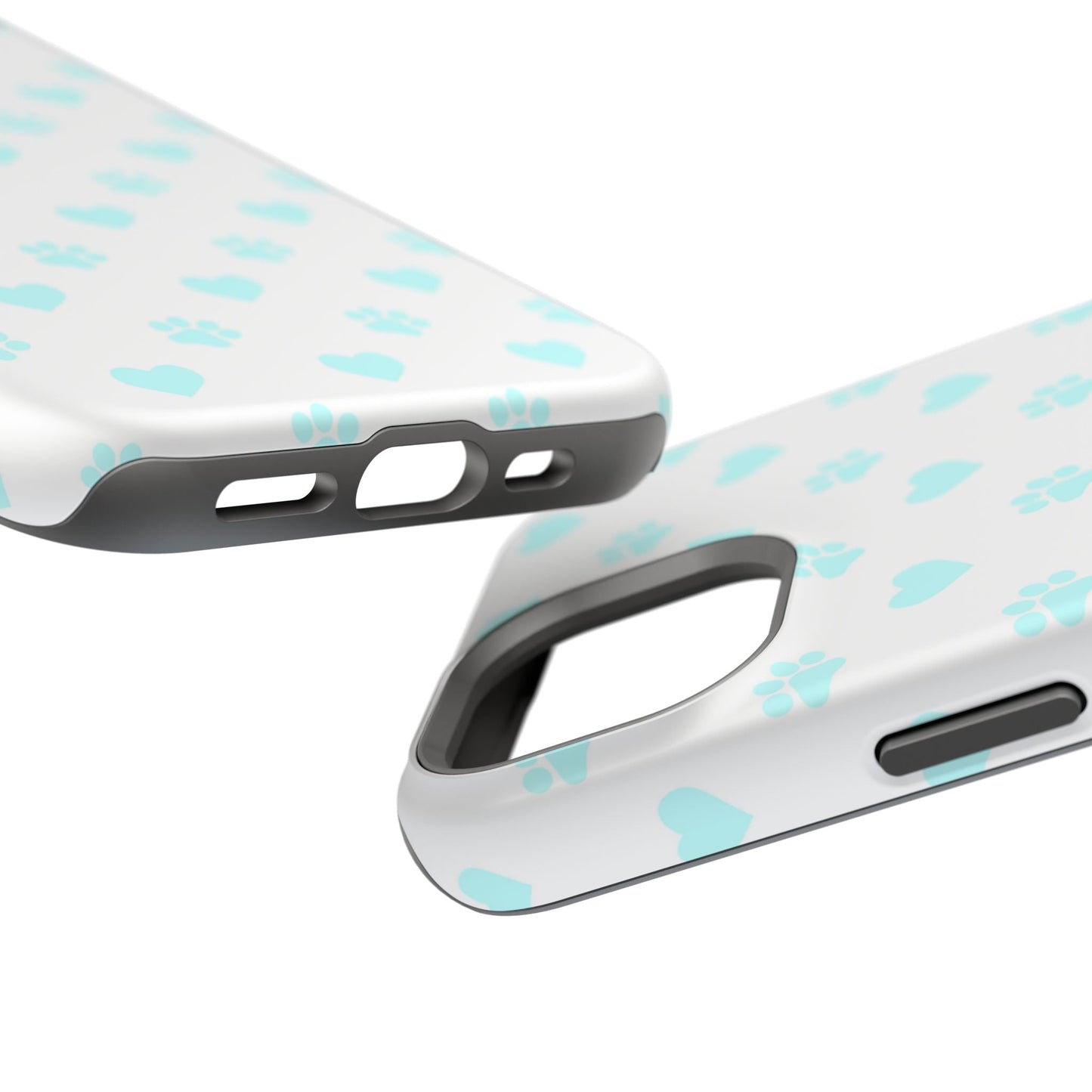 MagSafe Case - Aqua Paw Print & Heart Design - BOGO Cases